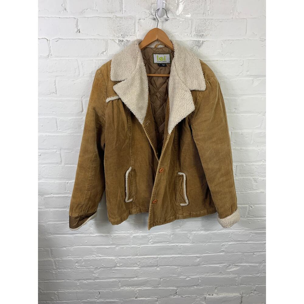 LEI Brown Corduroy Jacket with Cream Sherpa Collar